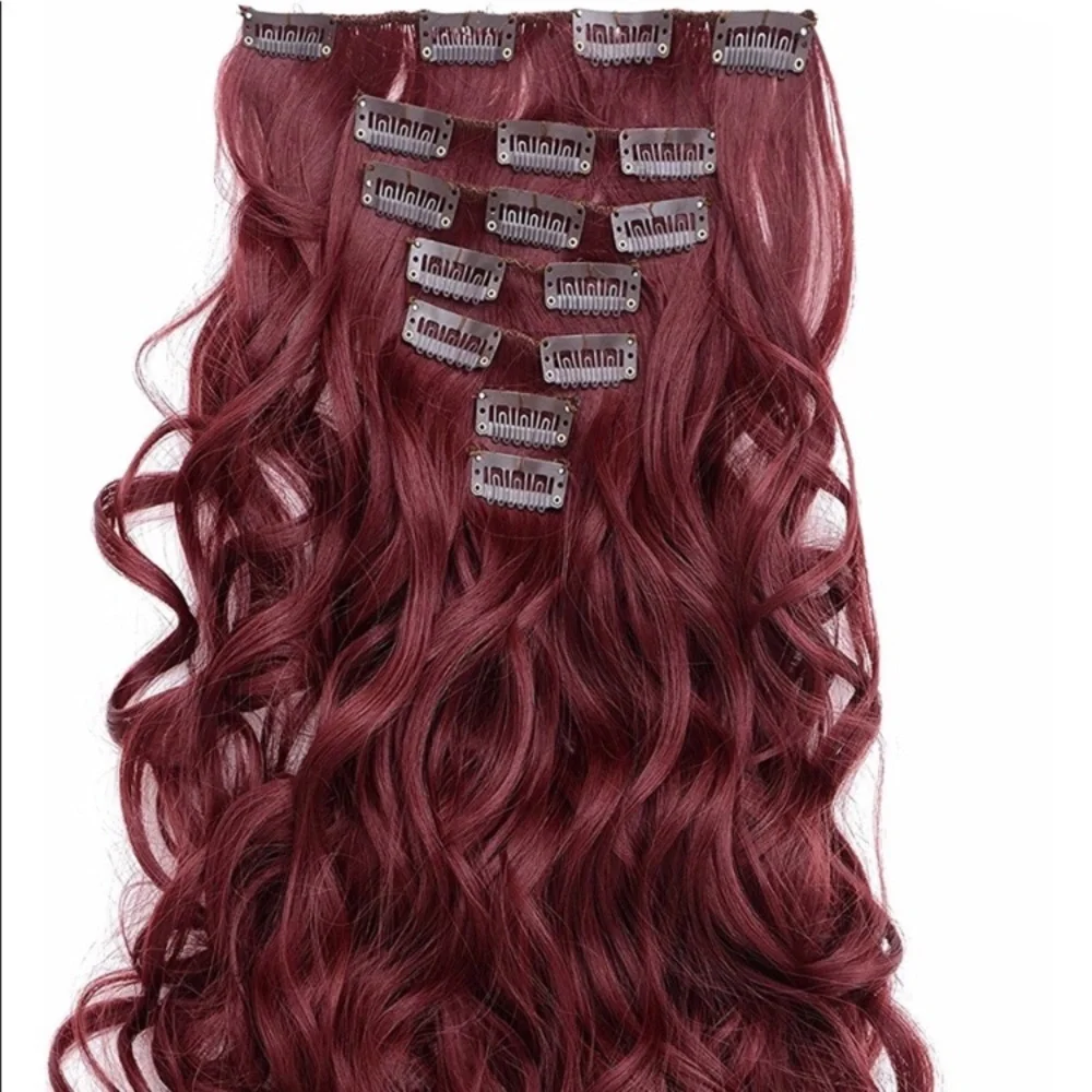NEW RED WAVY 💖Hair  clip in Extensions💖